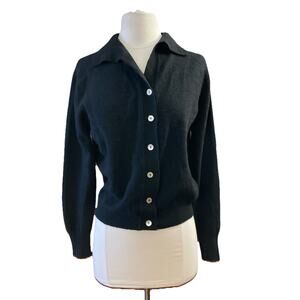 vtg Dalton 100% Virgin Cashmere Cardigan Sweater Women’s Sz M Black WPL11765 50s